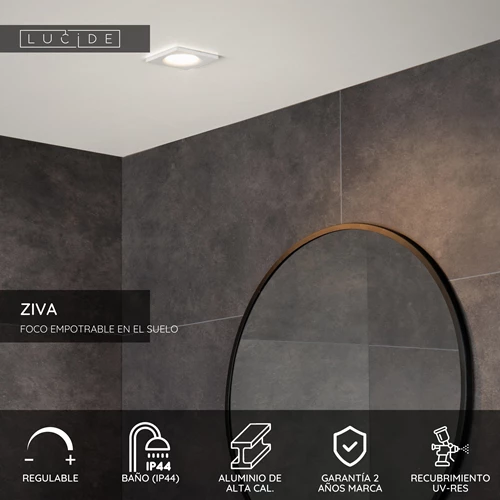 Lucide ZIVA - Foco empotrable en el suelo Baño - 1xGU10 - IP44 - Blanco - USP